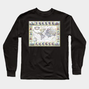 World map wall art 1652 dorm decor mappemonde Art Print Long Sleeve T-Shirt